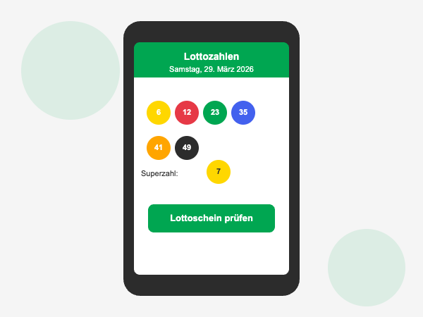 lotto zahlen prüfen – Person checkt Lottozahlen auf dem Smartphone